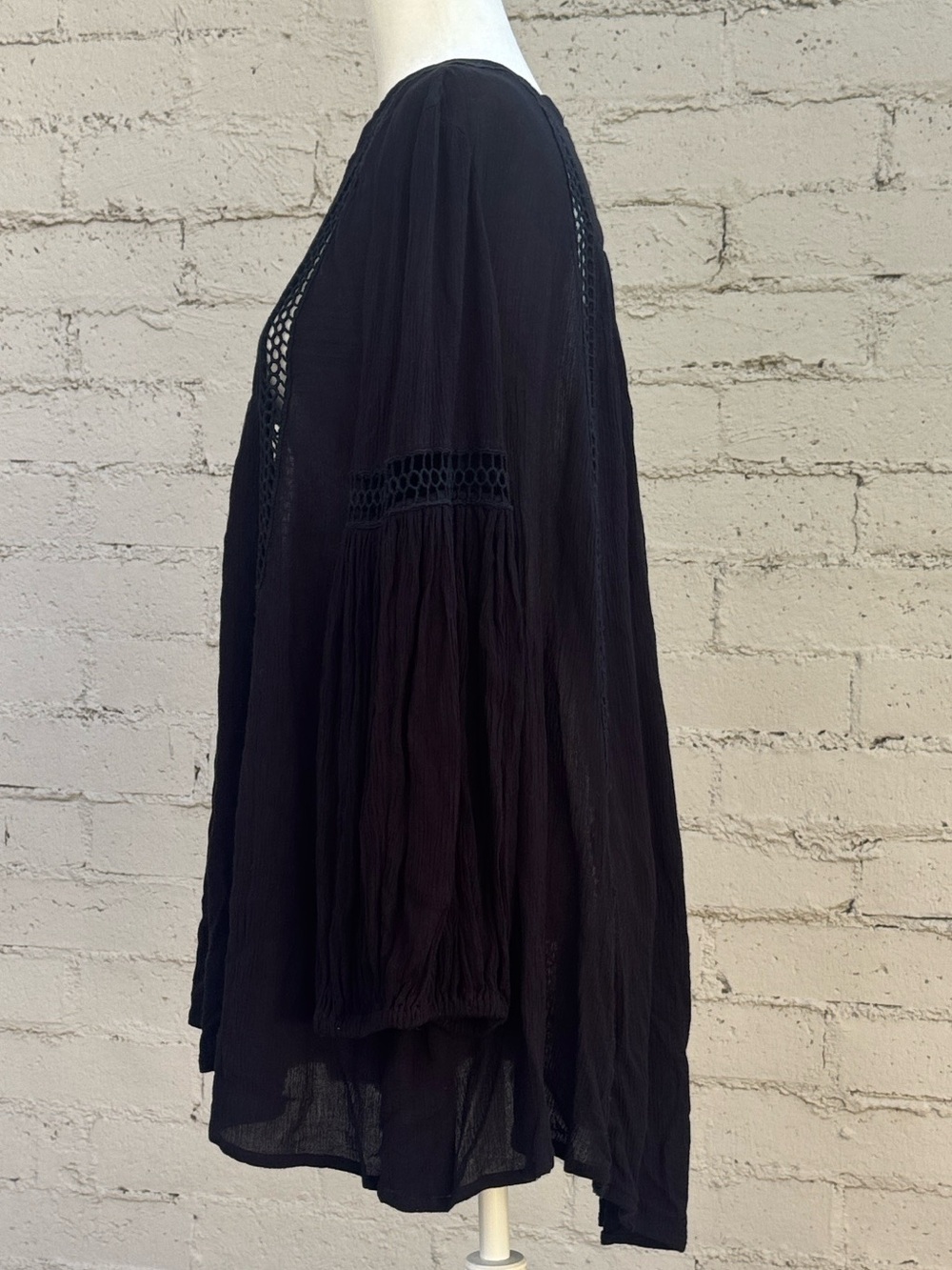 Free People Babydoll Lace Inset Swing Tunic Black Size XS - Picture 8 of 11